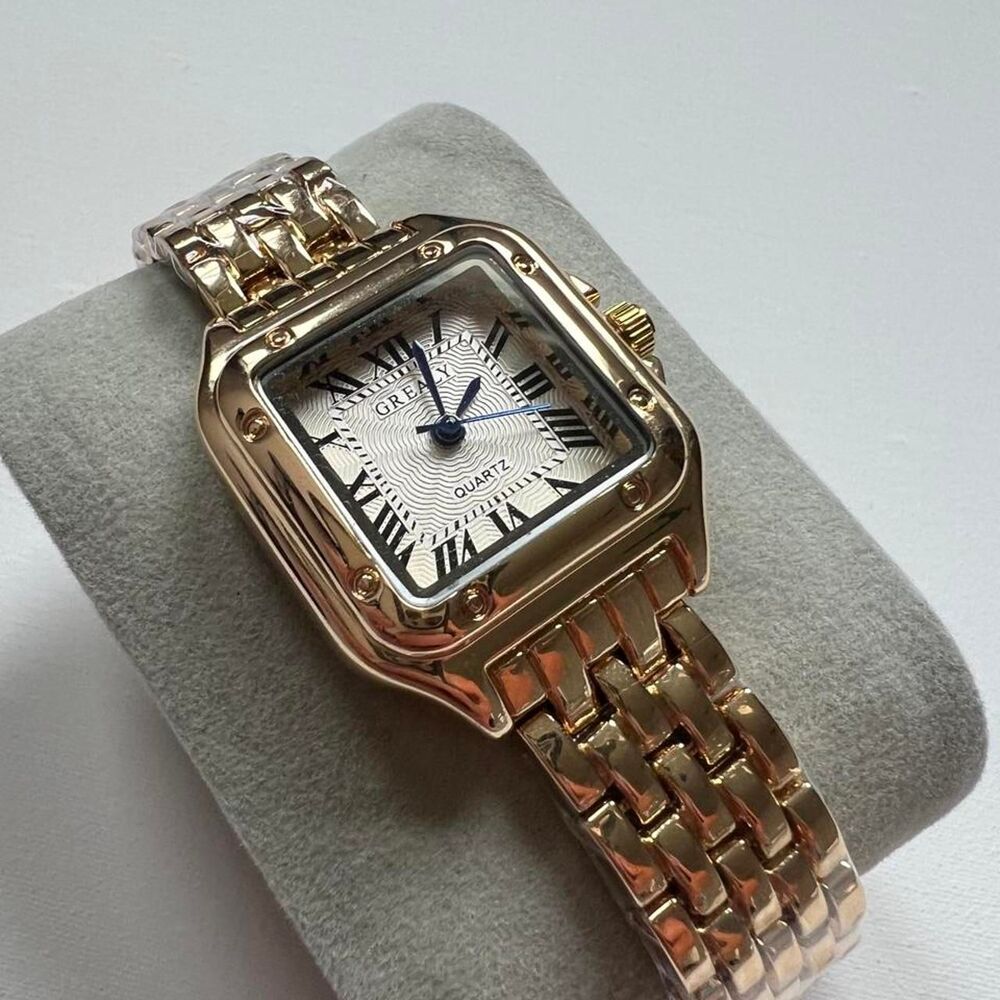 Gold Tone Square Quartz Watch